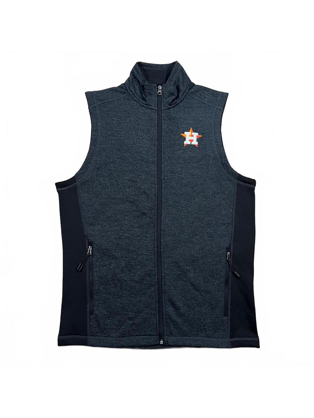 Houston Astros Mens Antigua Full Zip Sweater Vest Gray Size Medium